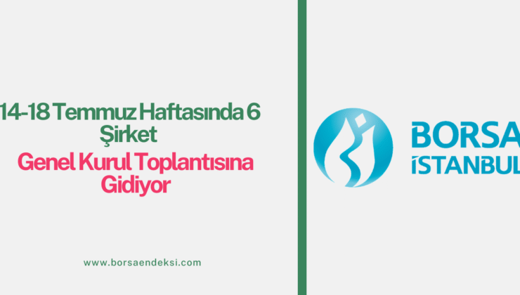 14-18 Temmuz Haftasında 6 Şirket Genel Kurul Toplantısına Gidiyor
